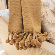 Cotton Throw with Pom Poms