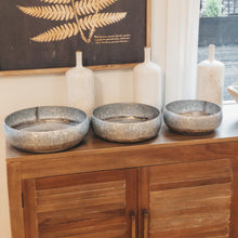 Decorative Galvanized Metal Bowls,  3 Sizes