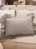 Charcoal Cotton Lumbar Pillow with Ruffle Trim