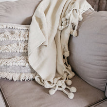 Cotton Throw with Pom Poms