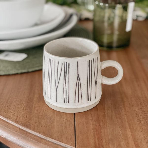 Herringbone Embossed Soup Mug - Grey