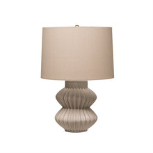 Fluted Terracotta Table Lamp w Linen Shade