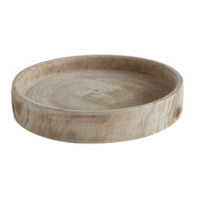 Round Decorative Paulownia Wood Hand-Carved Tray