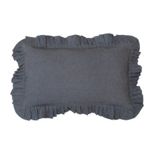 Charcoal Cotton Lumbar Pillow with Ruffle Trim