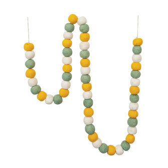 Wool Felt Ball Garland, Yellow, Cream and Mint Color